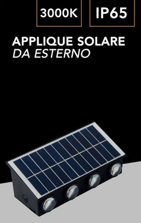 Applique Solare Led Esterno Giardino A Parete Con Sensore Luce Calda 3000k Ip65 Ewg-08t-c