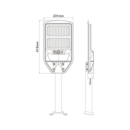 Lampione Stradale Led Pannello Solare Con Sensore Pir Luce Fredda 6500k Ip65 J02-70w-f