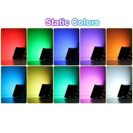 Faro A Led Proiettore Con Pannello Solare 80w Rgb Con Telecomando Esterno Ip65 Sl-rgb-80w