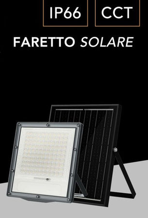 Faretto Proiettore Con Pannello Solare Led Ip66 100w Luce Selezionabile Cct Sfl516-100w-3c