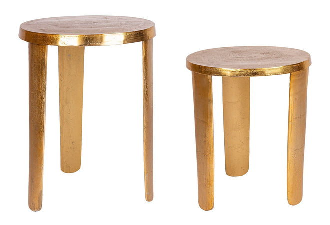 Tavolino "Varanasi" struttura in alluminio color oro per arredamento set da 2
