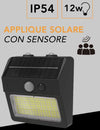 Applique Solare Da Esterno Con Sensore Di Movimento Ip54 12w Luce 3000k+6500k Zq-db-002jx