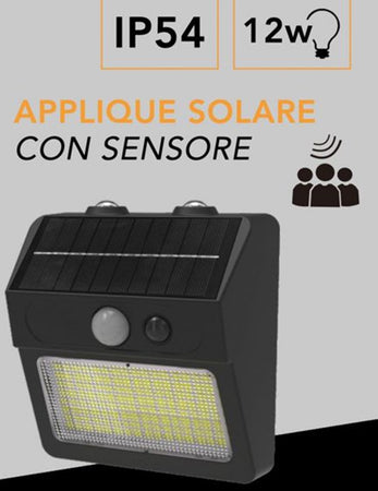 Applique Solare Da Esterno Con Sensore Di Movimento Ip54 12w Luce 3000k+6500k Zq-db-002jx