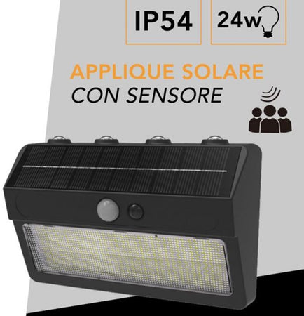 Applique Solare Da Esterno Con Sensore Di Movimento Ip54 24w Luce 3000k+6500k Zq-db-004jx