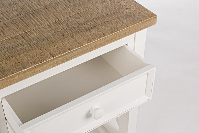 Comodino "Elvia" per camera, Struttura In Mdf, Piano In Legno Di Pino