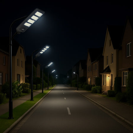 Lampione Faro Led Solare 100w 160w 220w 300w Con Sensore Crepuscolare Prossimità Es-p-f