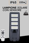 Lampione Faro Led Solare 100w 160w 220w 300w Con Sensore Crepuscolare Prossimità Es-p-f