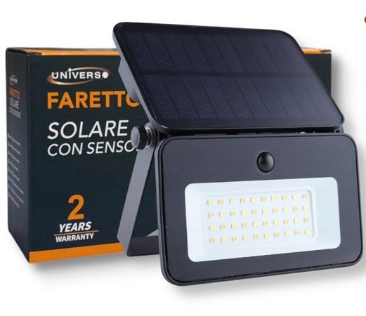 Lampada Applique Proiettore Led Muro Con Pannello Solare Sensore Pir Esterno Ip65 Tk13-50f