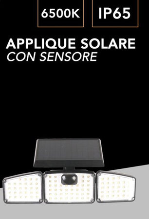 Applique Solare Con Sensore Lampada Da Parete Led Impermeabile Ip65 Luce 6500k Ewe-05t-f