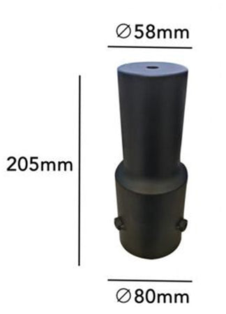Adattatore Per Braccio Faro Lampione Stradale In Metallo Nero Con 3 Viti Fissaggio Pt-58mm