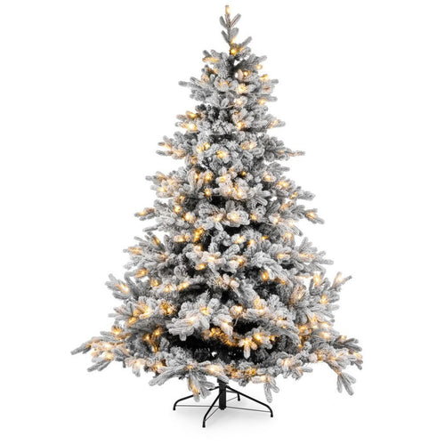 Albero di Natale innevato Oslo con big led in PE + PVC + Flock