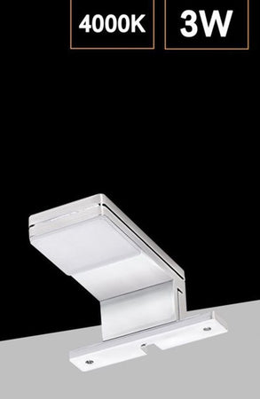Lampada Led Per Specchio Da Bagno 3 Watt Moderno Luce Naturale 4000k Nero Argento Ip44 90p