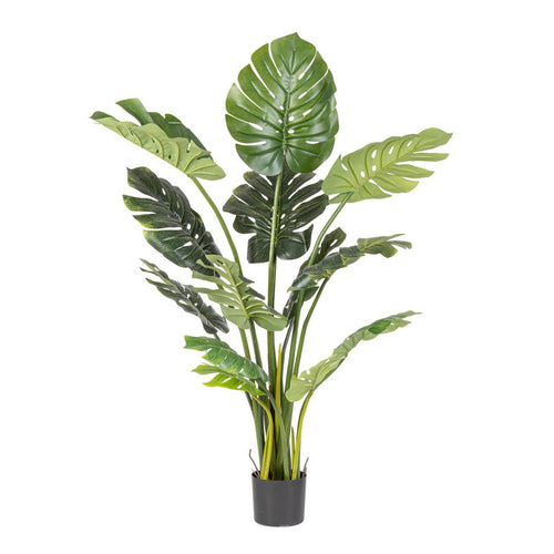 Pianta artificiale Filodendro con foglie in gomma, struttura in metallo, 115x105x150h cm