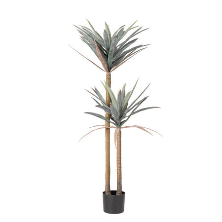 Pianta artificiale "Yucca" con vaso in plastica nero, con foglie in plastica