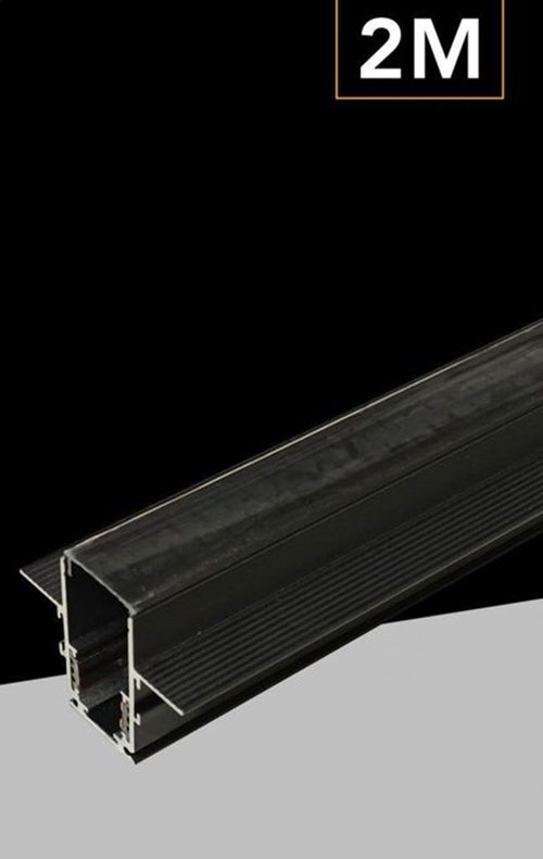 Binario Lineare Da Incasso Alluminio Nero Per Track Lights Magnetiche Dc48v 2mt Gf-201-2m