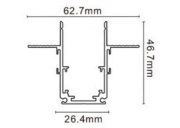 Binario Lineare Da Incasso Alluminio Nero Per Track Lights Magnetiche Dc48v 2mt Gf-201-2m