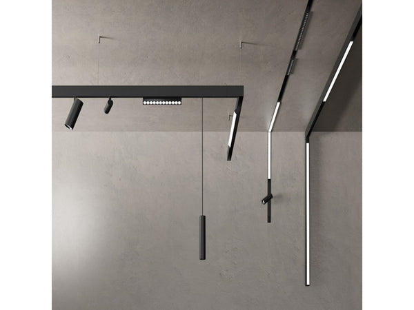 Binario Lineare Esterno In Alluminio Nero Per Track Lights Magnetiche Dc 48v 2mt Gf-3-2m