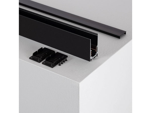 Binario Lineare Esterno In Alluminio Nero Per Track Lights Magnetiche Dc 48v 2mt Gf-3-2m