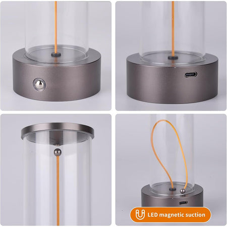 Lampada Da Tavolo Scrivania Led 3w Filamento Flessibile Magnetico Lume Ricaricabile D39