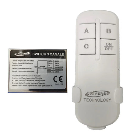 Switch + Telecomando Wireless Universale 3 Canali Tecnologia Intelligente Te-c
