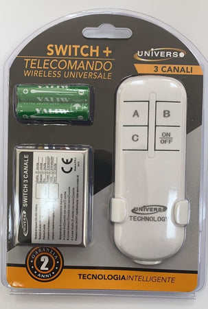 Switch + Telecomando Wireless Universale 3 Canali Tecnologia Intelligente Te-c