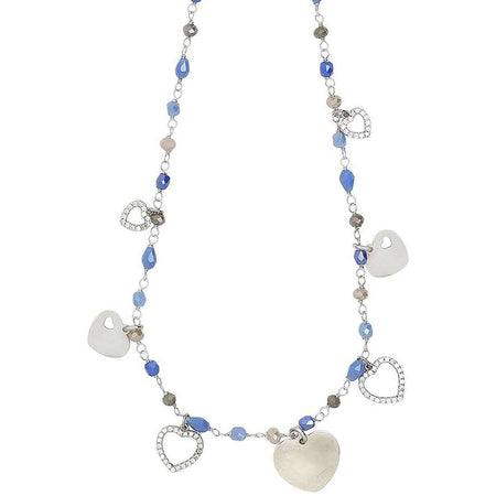 Boccadamo Collana Donna Rosario Con Cristalli Multicolor Sfumature Del Blu e Charms Tema "Amore"