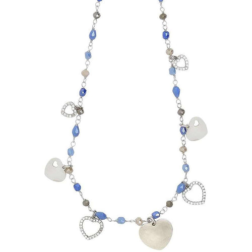 Boccadamo Collana Donna Rosario Con Cristalli Multicolor Sfumature Del Blu e Charms Tema Amore