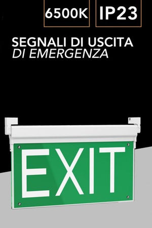 Lampada Led D'emergenza Anti Blackout Segnale Uscita Scritta Exit Ip23 Luce 6500k Lt-45338
