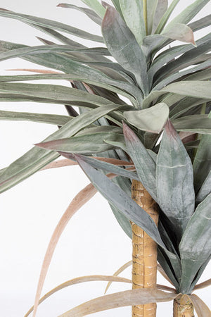 Pianta artificiale "Yucca" con vaso in plastica nero, con foglie in plastica