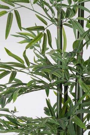 Pianta "Bamboo" con vaso in plastica nero, foglie in tessuto di raso