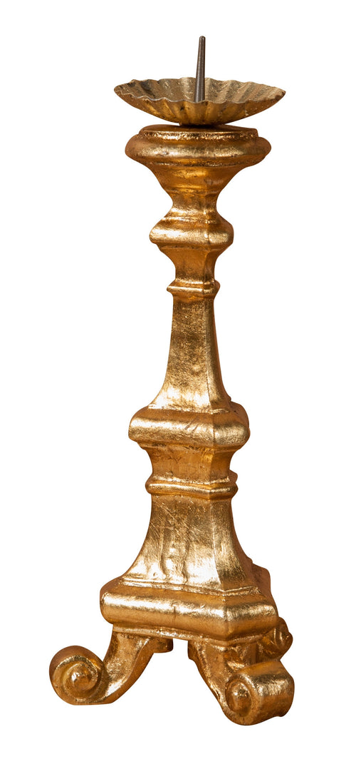 Biscottini Biscottini Candeliere Legno Foglia Oro Decorativo 13x13x29 Artigianale Italiano