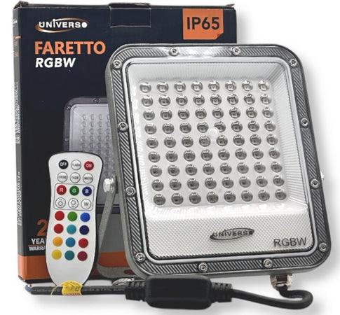 Proiettore Faro Led Smd Multicolore Rgb + Bianco Freddo 25w Esterno Telecomando Ik02-25w