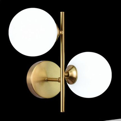 Applique Da Parete Lampada Da Muro In Metallo Bronzo Con 2 Sfere Attacco G9 Ip20 Aq42