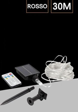Striscia Luminosa Led 30 Mt Con Pannello Solare Picchetto Catena Luce Decorazioni Kyp-30