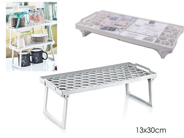 MENSOLA SALVASPAZIO PIEGHEVOLE IMPILABILE BIANCA 13X30CM BASE TRAFORATA PIEDI CHIUDIBILI