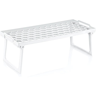Mensola Salvaspazio Pieghevole Impilabile Bianca 13x30cm Base Traforata Piedi Chiudibili