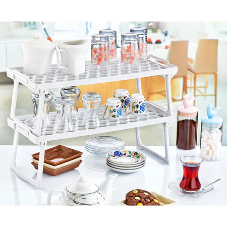 MENSOLA SALVASPAZIO PIEGHEVOLE IMPILABILE BIANCA 13X30CM BASE TRAFORATA PIEDI CHIUDIBILI