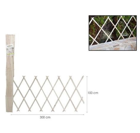 Traliccio Estensibile In Legno Naturale Chiaro Piante Rampicanti Giardino 300x100cm 222735
