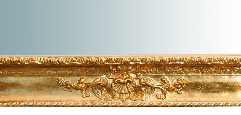 Biscottini Specchiera da parete verticale/orizzontale in legno finitura foglia oro anticato L91xPR5xH111 cm Made in Italy