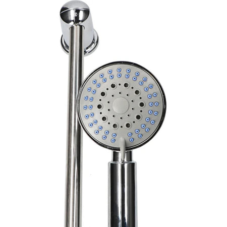 SET DOCCIA CON ASTA SALISCENDI SOFFIONE DOCCETTA 5 GETTI D'ACQUA TUBO FLESSIBILE DA 1,5MT