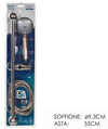 SET DOCCIA CON ASTA SALISCENDI SOFFIONE DOCCETTA 5 GETTI D'ACQUA TUBO FLESSIBILE DA 1,5MT