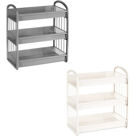 SCAFFALE MULTIUSO IN PLASTICA A 3 RIPIANI STRUTTURA SMONTABILE PER ORGANIZZARE SPAZI CASA