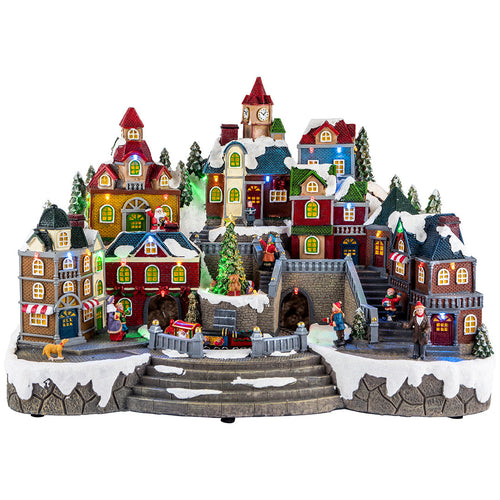 Scena natalizia per villaggio di Natale con led ed animazioni decorazione per interno