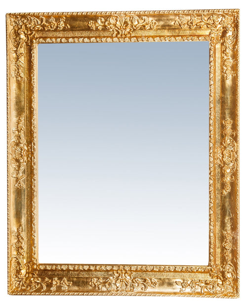 Biscottini Specchiera da parete verticale/orizzontale in legno finitura foglia oro anticato L91xPR5xH111 cm Made in Italy