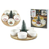 Set Antipastiera 5 Posti Per Antipasti Di Natale Con Base In Bamboo Coppette In Ceramica