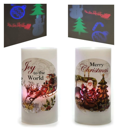 Proiettore Led A Forma Di Candela Natalizia φ7x15cm In 2 Design Per Uso Interno A Batteria