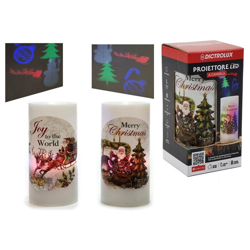 Proiettore Led A Forma Di Candela Natalizia φ7x15cm In 2 Design Per Uso Interno A Batteria