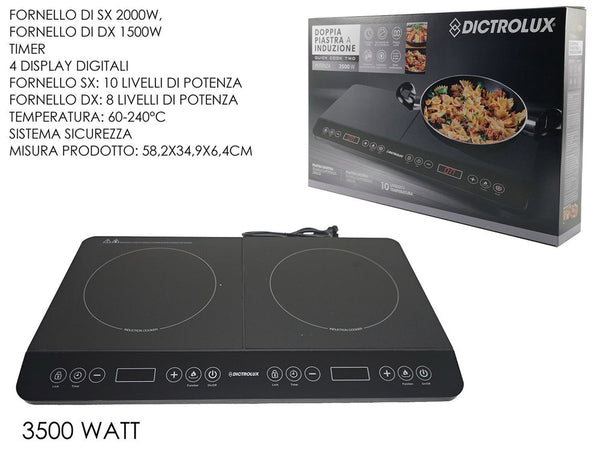Doppia Piastra Piano Cottura Ad Induzione Fornello Elettrico 3500w Cucina Nero Moderno