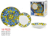 Set Servizio Di Piatti In Porcellana 18pz Decorazione Floreali In Stile Maiolica Da Tavola