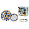 Set Servizio Di Piatti In Porcellana 18 Pz Decorazione A Fiore Classica Maiolica Da Tavola